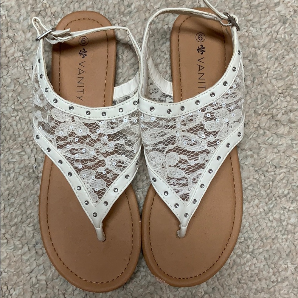White lace sandals
